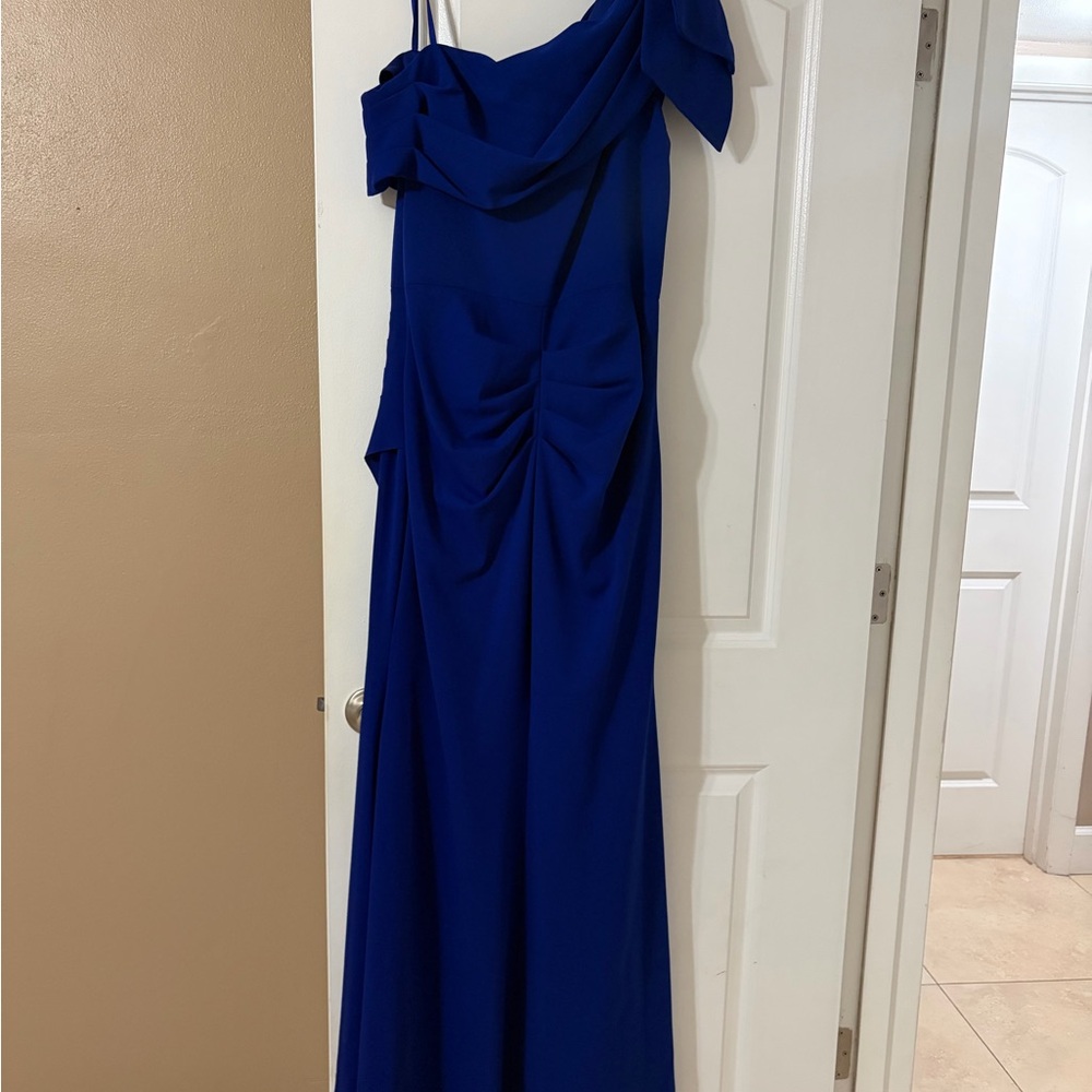 Mother of the bride Cobalt Blue One-Shoulder Evening Gown